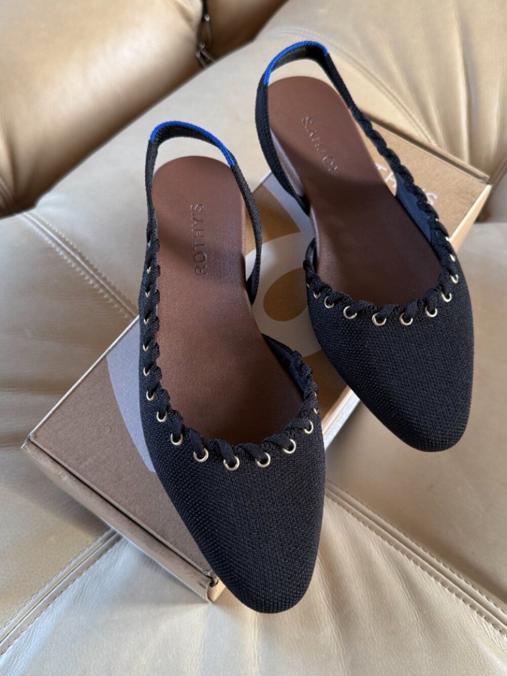 The Almond Slingback in Eyelet Black - Picture 2 of 6